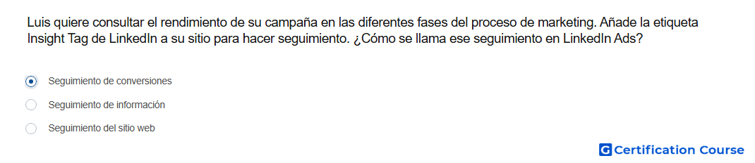 Luis quiere consultar el rendimiento de su campana en las diferentes fases del proceso de marketing Anade la etiqueta Insight Tag