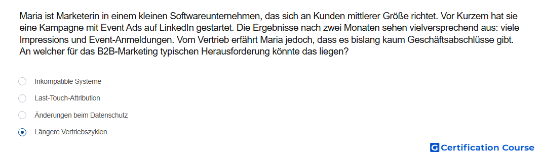 Maria ist Marketerin in einem kleinen Softwareunternehmen das sich an Kunden mittlerer Grose richtet Vor Kurzem hat sie eine Kampa