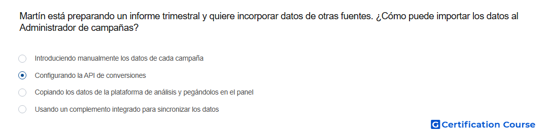 Martin esta preparando un informe trimestral y quiere incorporar datos de otras fuentes Como puede importar los datos al Administr