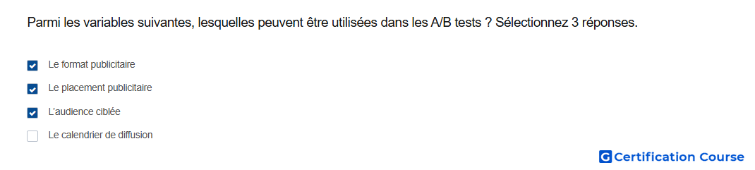 Parmi les variables suivantes lesquelles peuvent etre utilisees dans les A B tests Selectionnez 3 reponses