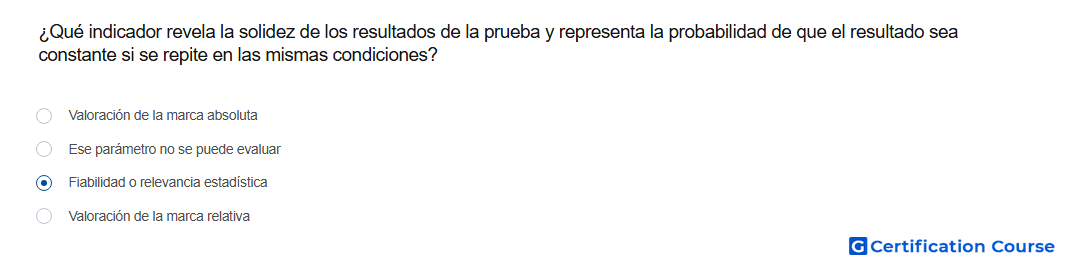 Que indicador revela la solidez de los resultados de la prueba y representa la probabilidad de que el resultado sea constante si s