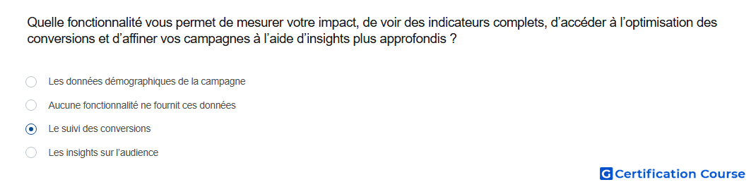 Quelle fonctionnalite vous permet de mesurer votre impact de voir des indicateurs complets d acceder a l optimisation des conversi
