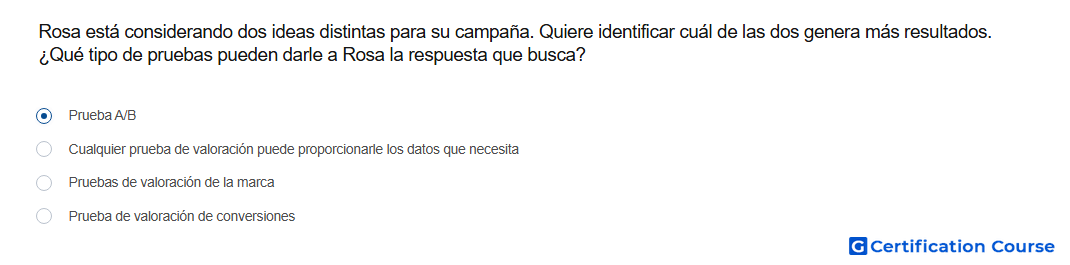 Rosa esta considerando dos ideas distintas para su campana Quiere identificar cual de las dos genera mas resultados Que tipo de pr