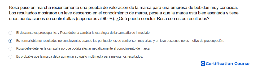 Rosa puso en marcha recientemente una prueba de valoracion de la marca para una empresa de bebidas muy conocida Los resultados mos