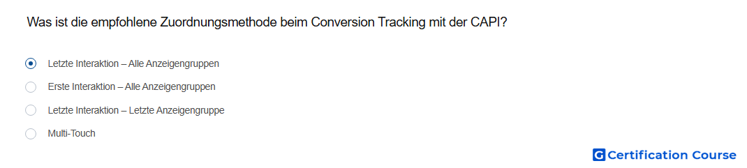 Was ist die empfohlene Zuordnungsmethode beim Conversion Tracking mit der CAPI