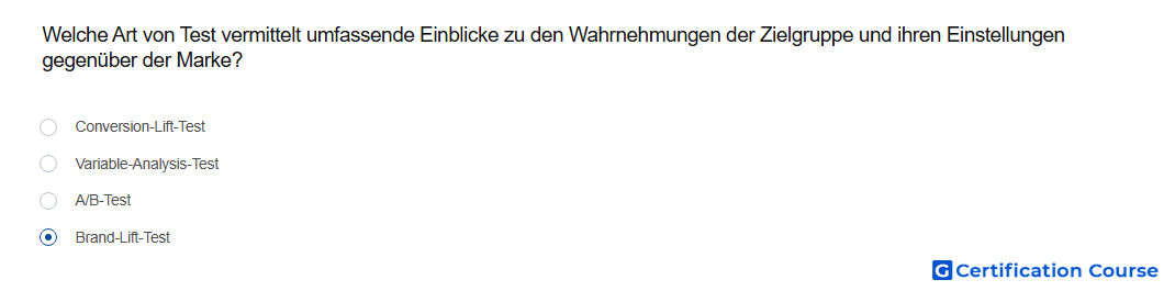 Welche Art von Test vermittelt umfassende Einblicke zu den Wahrnehmungen der Zielgruppe und ihren Einstellungen gegenuber der Mark