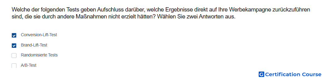 Welche der folgenden Tests geben Aufschluss daruber welche Ergebnisse direkt auf Ihre Werbekampagne zuruckzufuhren sind die sie du