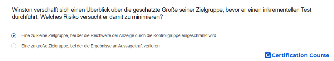 Winston verschafft sich einen Uberblick uber die geschatzte Grose seiner Zielgruppe bevor er einen inkrementellen Test durchfuhrt